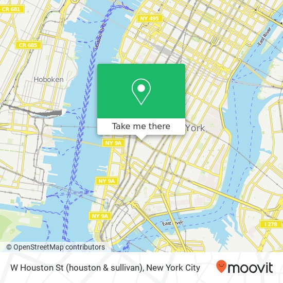 Mapa de W Houston St (houston & sullivan), New York, NY 10012