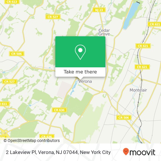 Mapa de 2 Lakeview Pl, Verona, NJ 07044