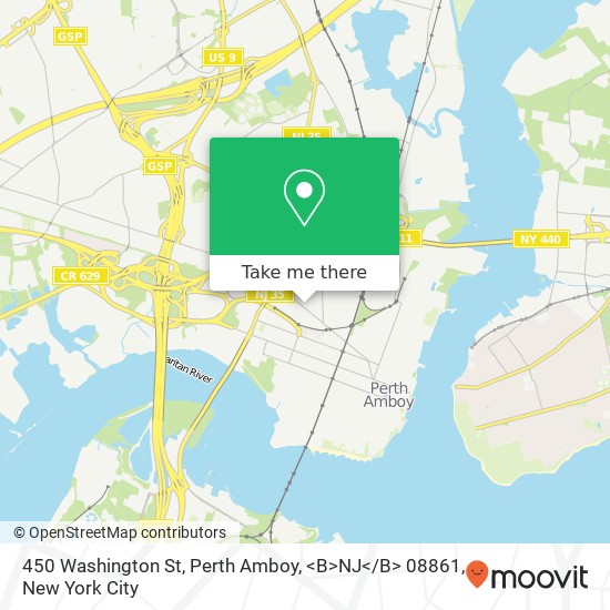 Mapa de 450 Washington St, Perth Amboy, <B>NJ< / B> 08861