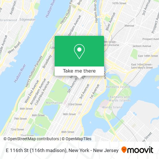 Mapa de E 116th St (116th madison)