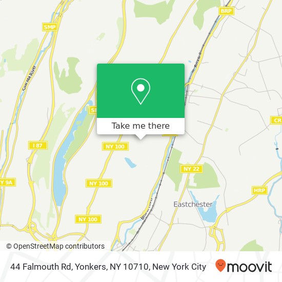 Mapa de 44 Falmouth Rd, Yonkers, NY 10710