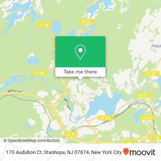 Mapa de 170 Audubon Ct, Stanhope, NJ 07874