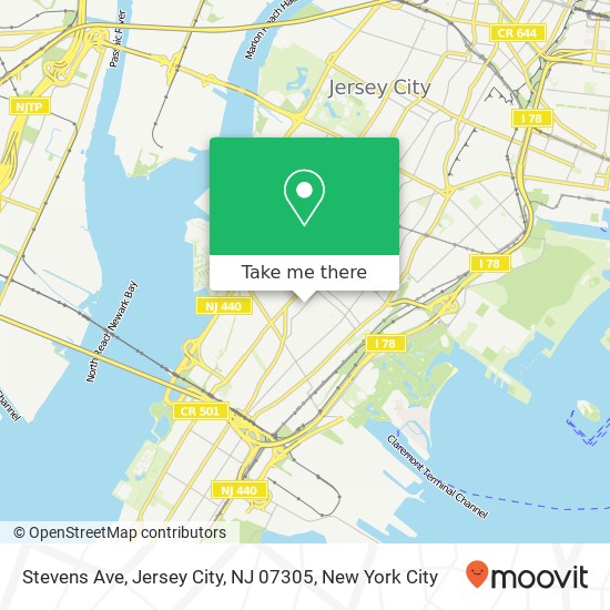 Mapa de Stevens Ave, Jersey City, NJ 07305