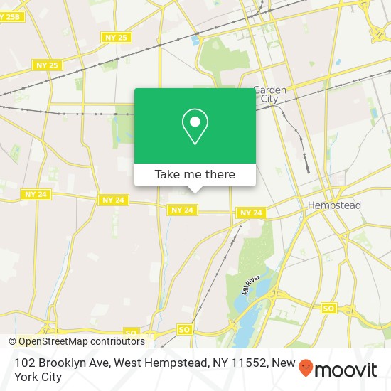 Mapa de 102 Brooklyn Ave, West Hempstead, NY 11552