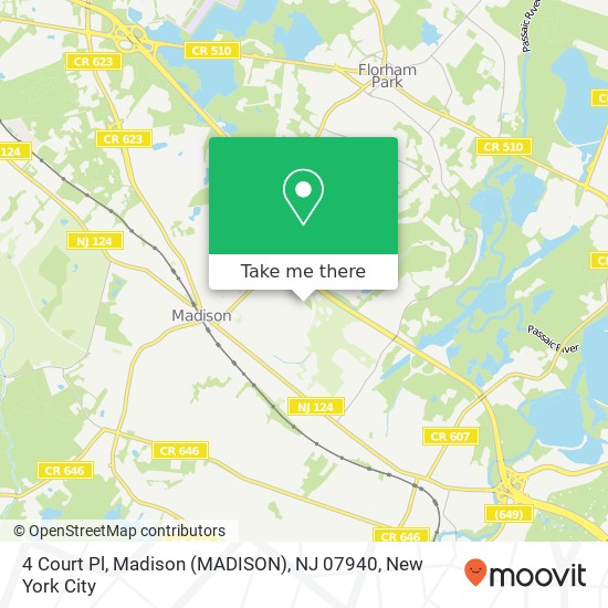 Mapa de 4 Court Pl, Madison (MADISON), NJ 07940