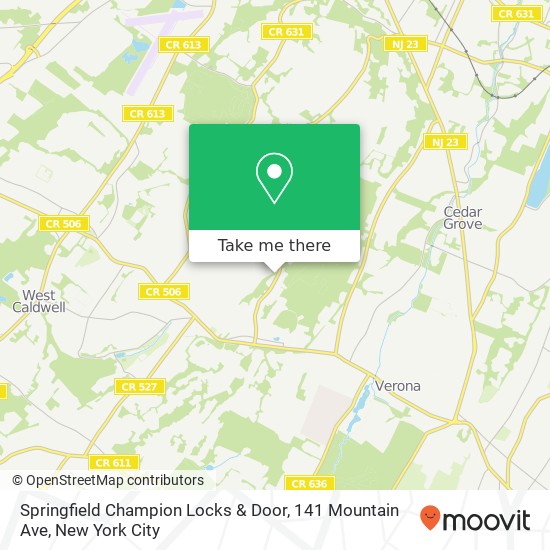 Mapa de Springfield Champion Locks & Door, 141 Mountain Ave