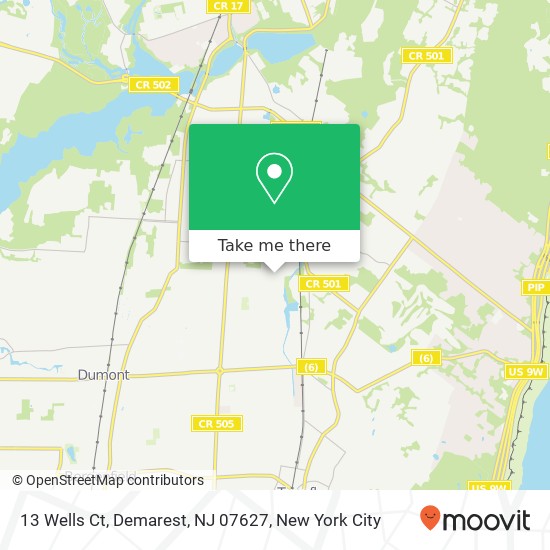 Mapa de 13 Wells Ct, Demarest, NJ 07627