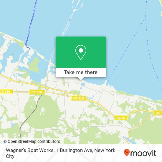 Mapa de Wagner's Boat Works, 1 Burlington Ave