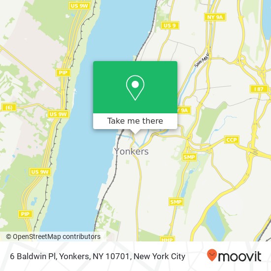 Mapa de 6 Baldwin Pl, Yonkers, NY 10701