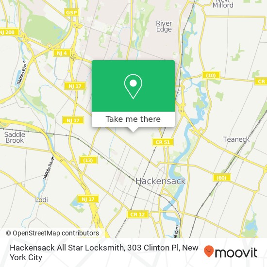 Mapa de Hackensack All Star Locksmith, 303 Clinton Pl