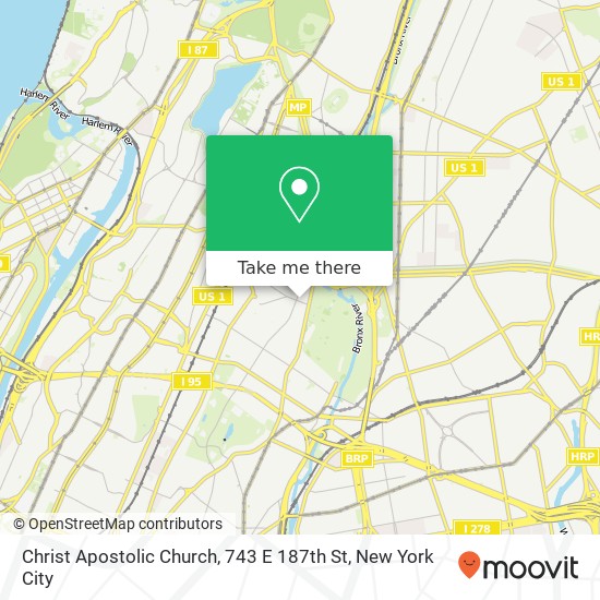 Mapa de Christ Apostolic Church, 743 E 187th St