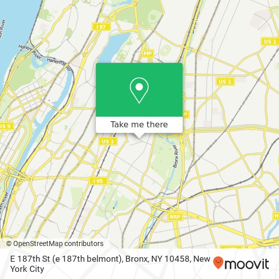 Mapa de E 187th St (e 187th belmont), Bronx, NY 10458