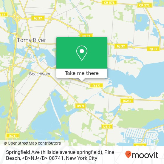 Mapa de Springfield Ave (hillside avenue springfield), Pine Beach, <B>NJ< / B> 08741