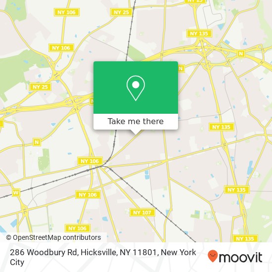 Mapa de 286 Woodbury Rd, Hicksville, NY 11801