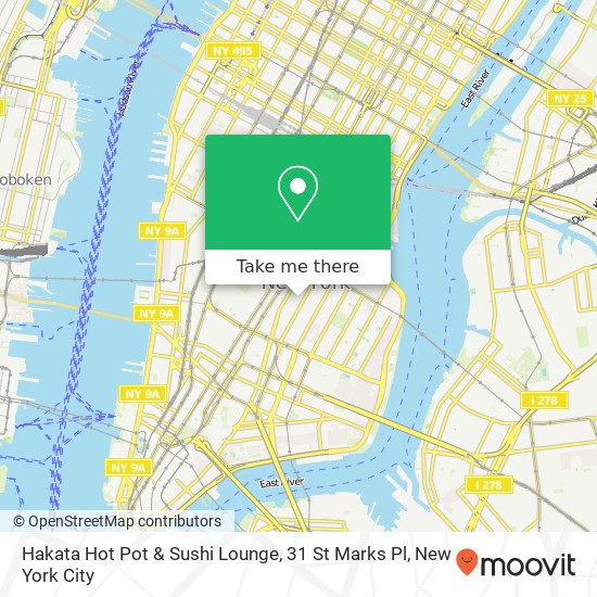 Mapa de Hakata Hot Pot & Sushi Lounge, 31 St Marks Pl