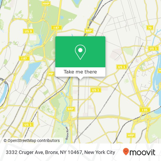 Mapa de 3332 Cruger Ave, Bronx, NY 10467