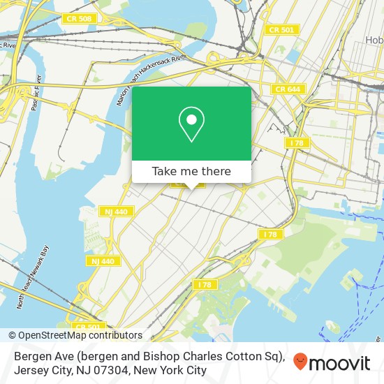 Mapa de Bergen Ave (bergen and Bishop Charles Cotton Sq), Jersey City, NJ 07304
