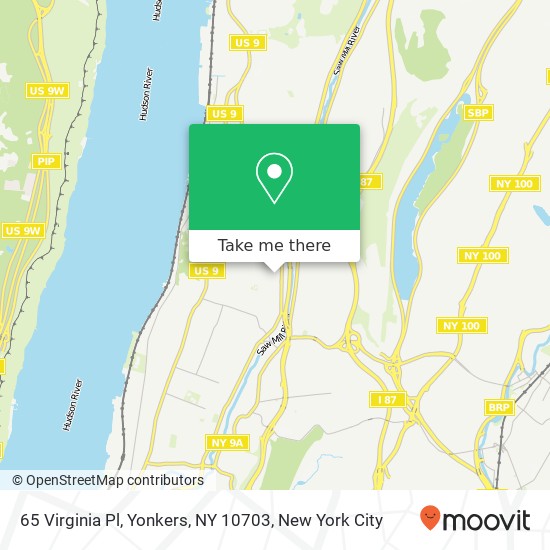 Mapa de 65 Virginia Pl, Yonkers, NY 10703