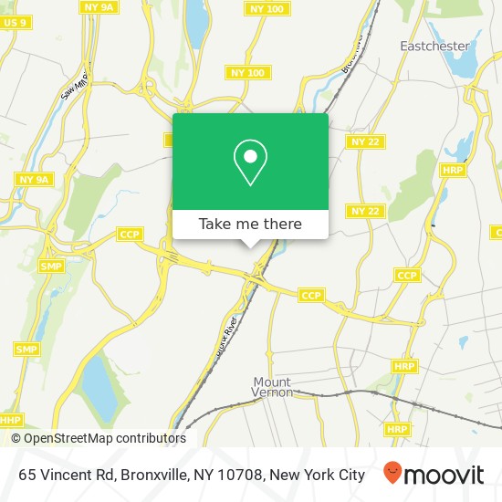 Mapa de 65 Vincent Rd, Bronxville, NY 10708