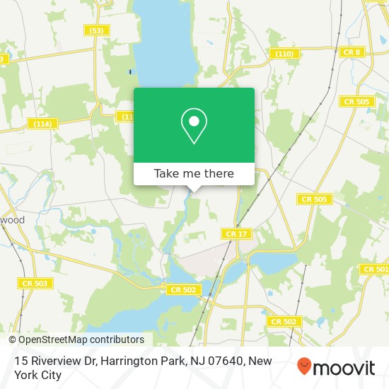 Mapa de 15 Riverview Dr, Harrington Park, NJ 07640