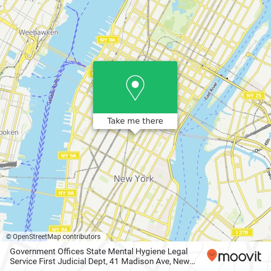 Mapa de Government Offices State Mental Hygiene Legal Service First Judicial Dept, 41 Madison Ave