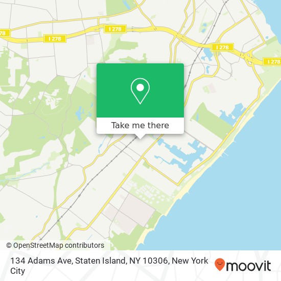 Mapa de 134 Adams Ave, Staten Island, NY 10306