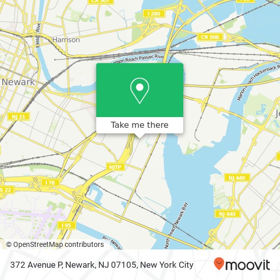 Mapa de 372 Avenue P, Newark, NJ 07105