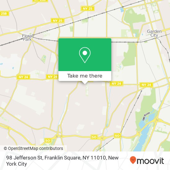 Mapa de 98 Jefferson St, Franklin Square, NY 11010