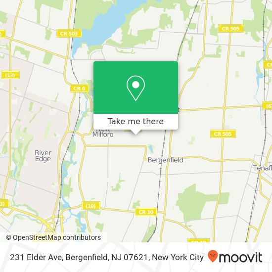 Mapa de 231 Elder Ave, Bergenfield, NJ 07621