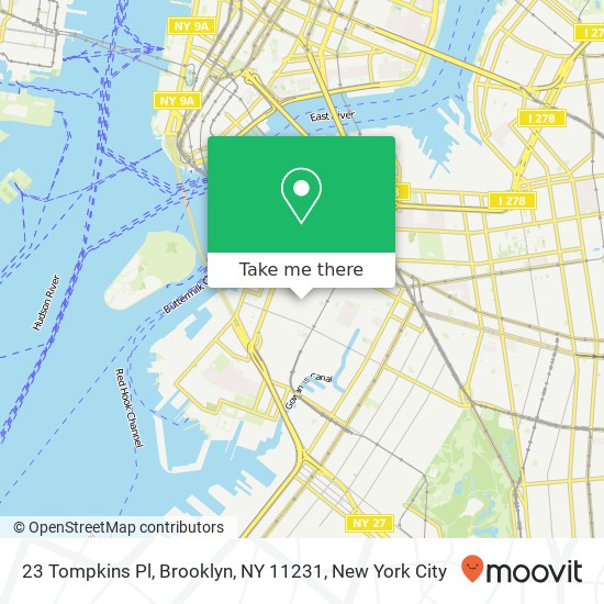 Mapa de 23 Tompkins Pl, Brooklyn, NY 11231