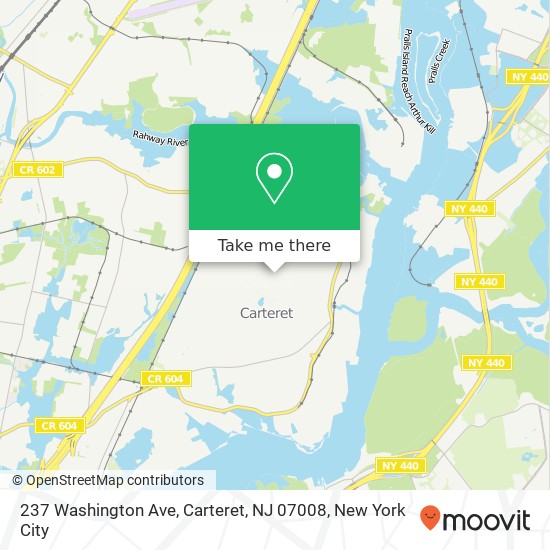 Mapa de 237 Washington Ave, Carteret, NJ 07008