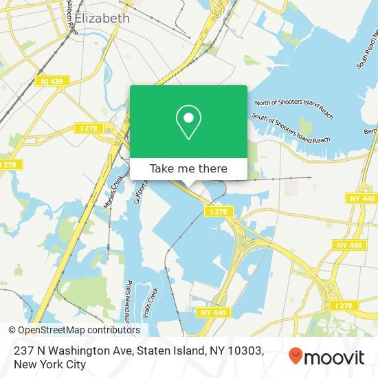 Mapa de 237 N Washington Ave, Staten Island, NY 10303