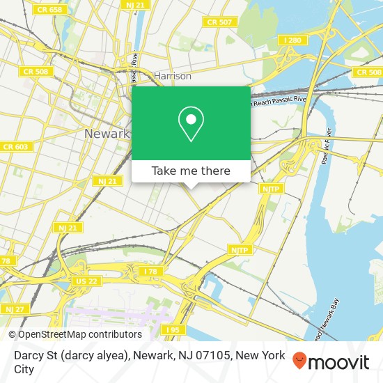 Mapa de Darcy St (darcy alyea), Newark, NJ 07105