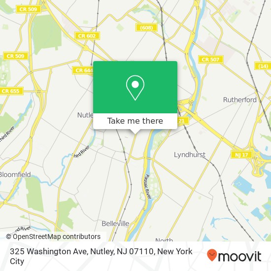 Mapa de 325 Washington Ave, Nutley, NJ 07110