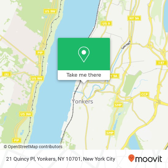 Mapa de 21 Quincy Pl, Yonkers, NY 10701