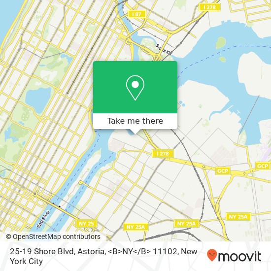 Mapa de 25-19 Shore Blvd, Astoria, <B>NY< / B> 11102