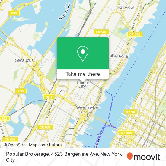Mapa de Popular Brokerage, 4523 Bergenline Ave