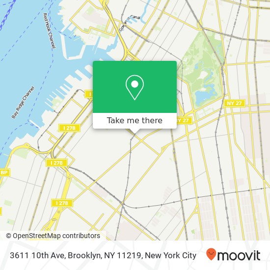 Mapa de 3611 10th Ave, Brooklyn, NY 11219