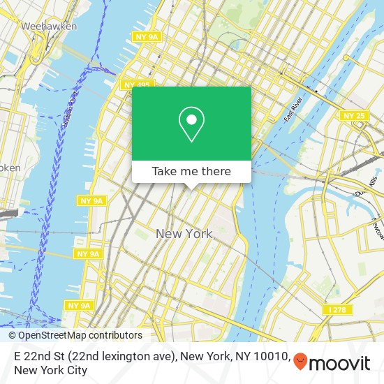 Mapa de E 22nd St (22nd lexington ave), New York, NY 10010