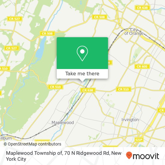 Mapa de Maplewood Township of, 70 N Ridgewood Rd