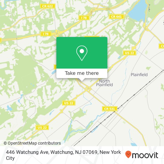 446 Watchung Ave, Watchung, NJ 07069 map