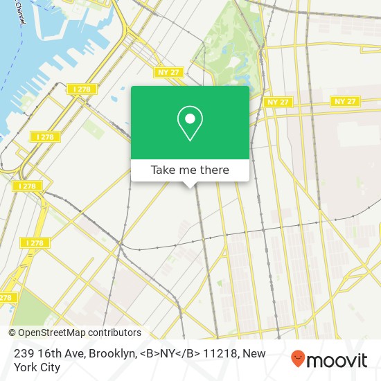Mapa de 239 16th Ave, Brooklyn, <B>NY< / B> 11218