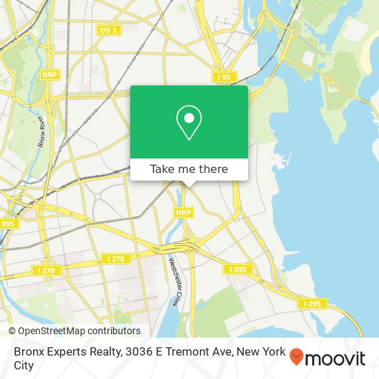 Mapa de Bronx Experts Realty, 3036 E Tremont Ave