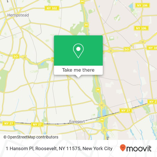 Mapa de 1 Hansom Pl, Roosevelt, NY 11575