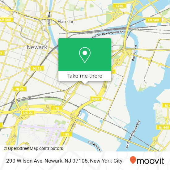 Mapa de 290 Wilson Ave, Newark, NJ 07105