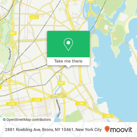 Mapa de 2881 Roebling Ave, Bronx, NY 10461