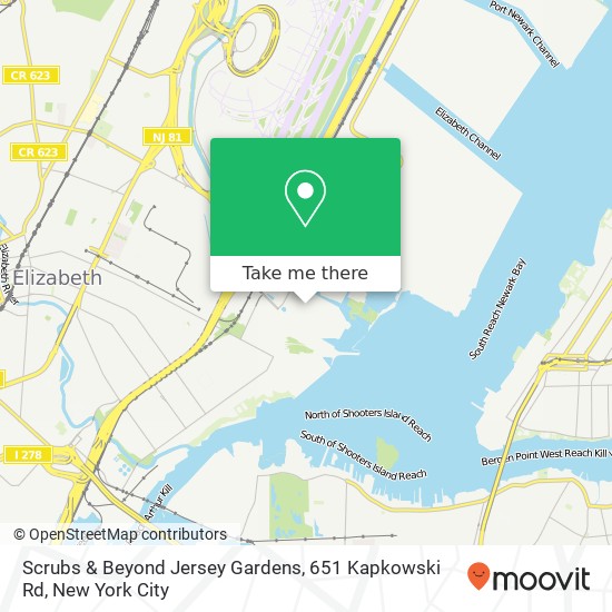 Mapa de Scrubs & Beyond Jersey Gardens, 651 Kapkowski Rd