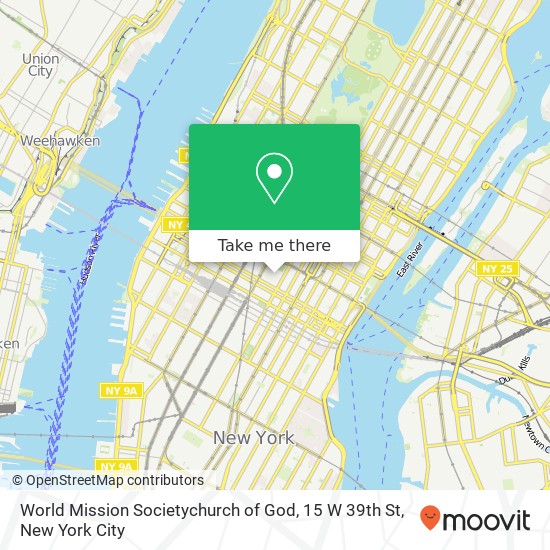 Mapa de World Mission Societychurch of God, 15 W 39th St