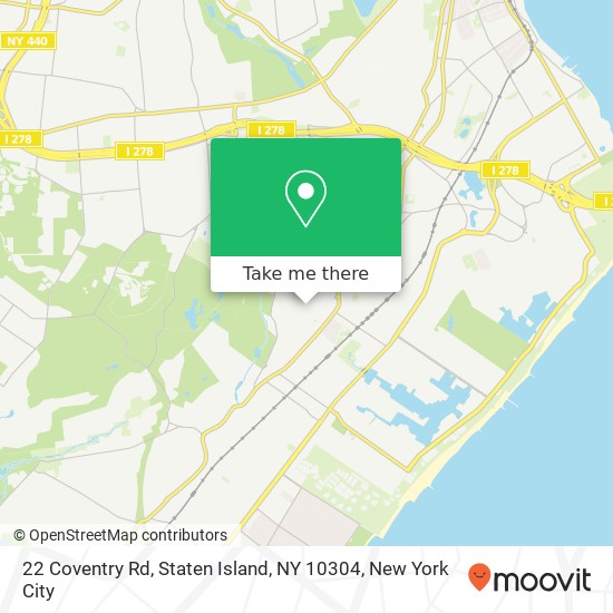 Mapa de 22 Coventry Rd, Staten Island, NY 10304