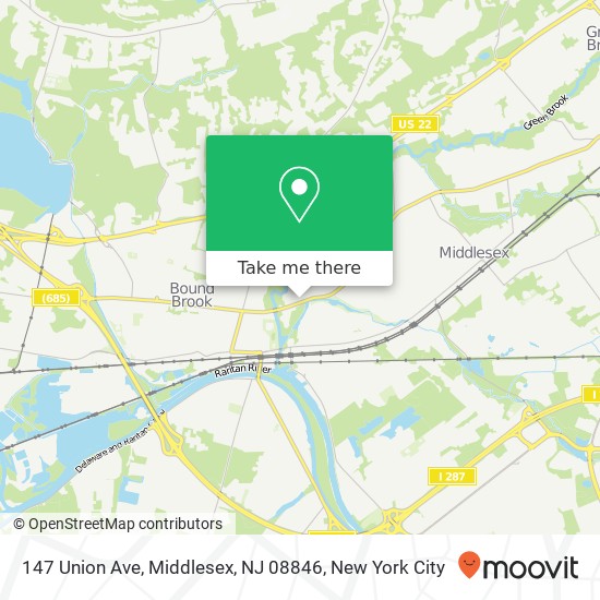 Mapa de 147 Union Ave, Middlesex, NJ 08846